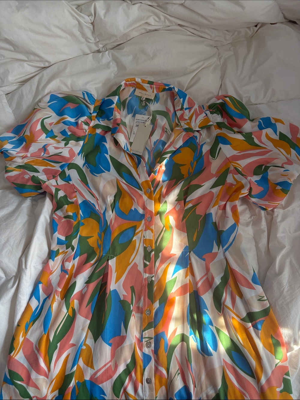 Vibrant Multi-Color Button-Front Floral Midi Dress XL - Picture 3 of 4